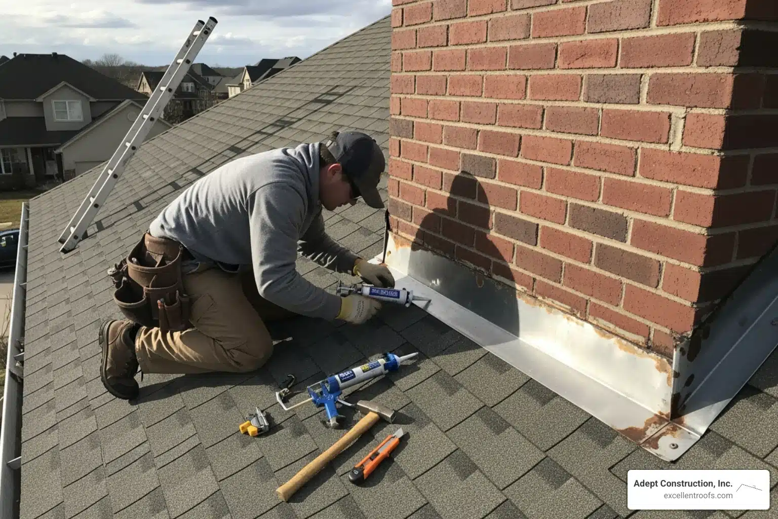 Chimney flashing repair