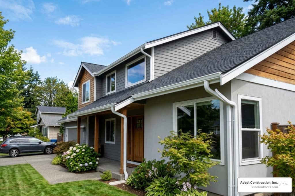 seamless gutter installation on modern home - seamless gutter installation
