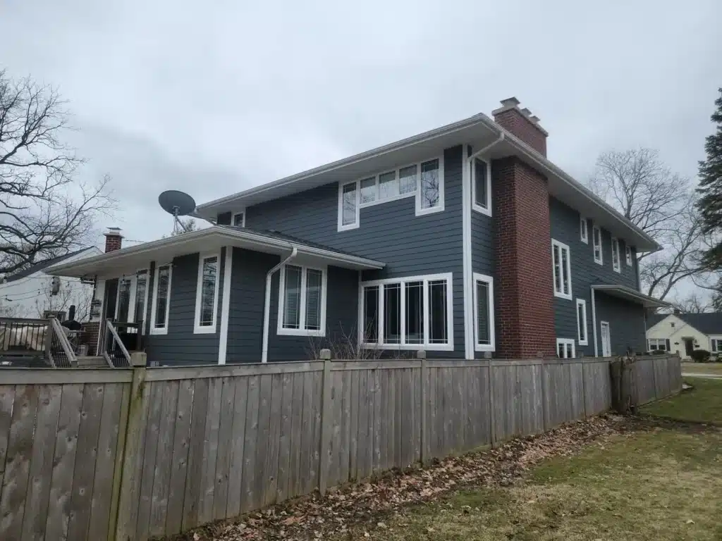 Back of a Villa Park, IL home with new siding and gutters
